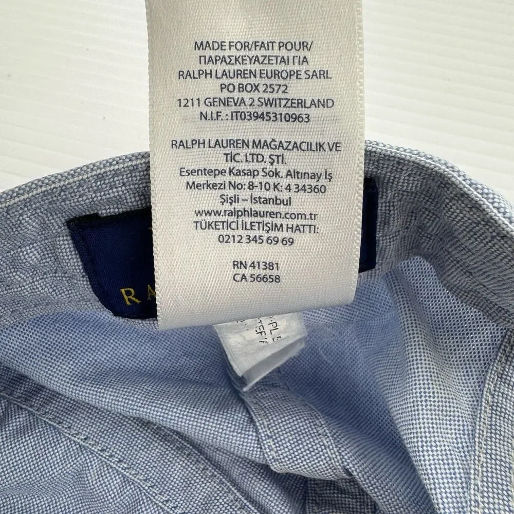 Polo Ralph Lauren Denim Blue Cotton Polo Player Adjustable Baseball Cap Hat